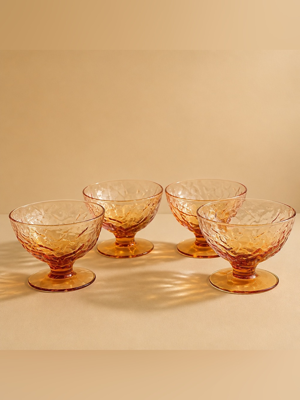 Set of 4 Morgantown MCM Seneca Driftwood Amber Colored Sherbet Dessert Cups